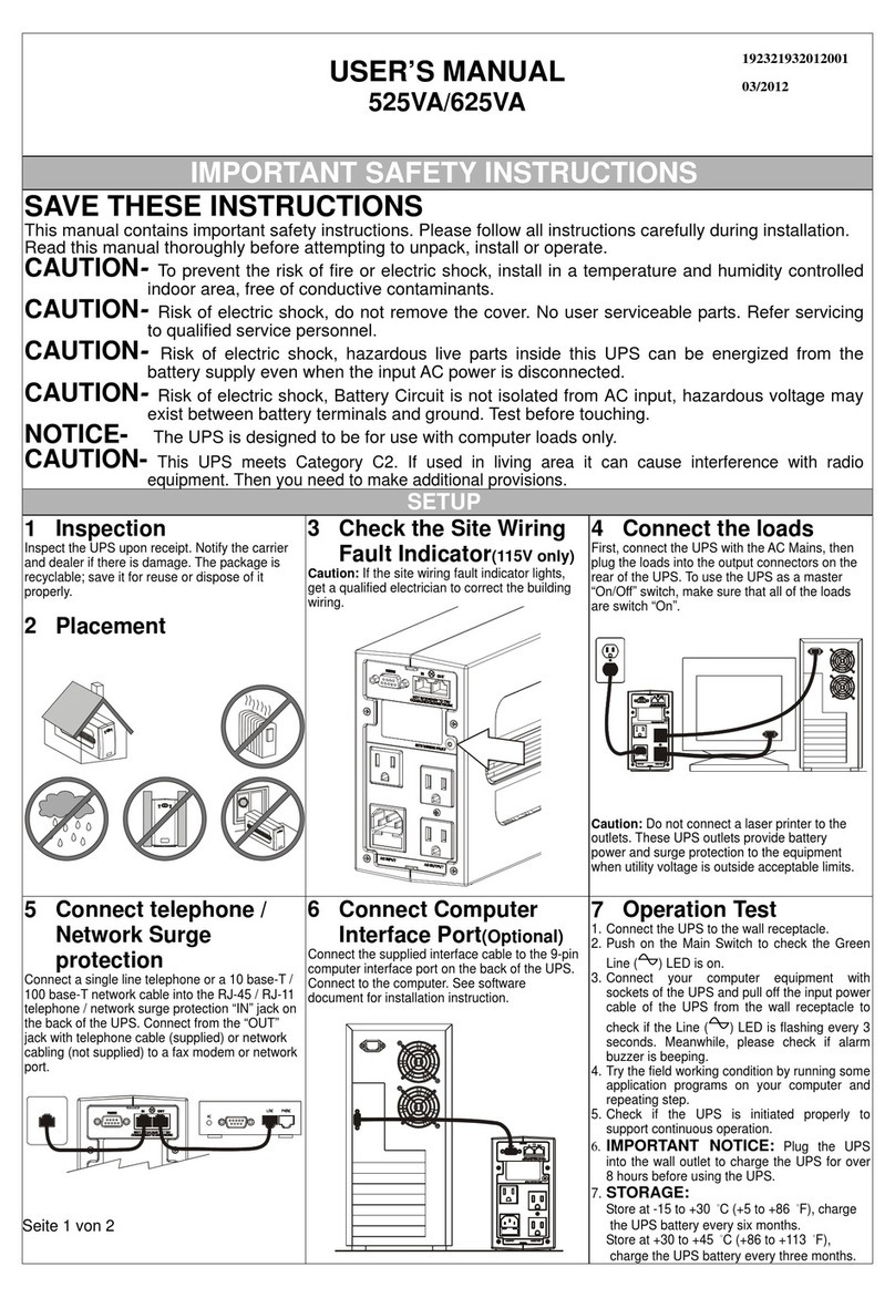 Advanced Power Systems 525VA user manual