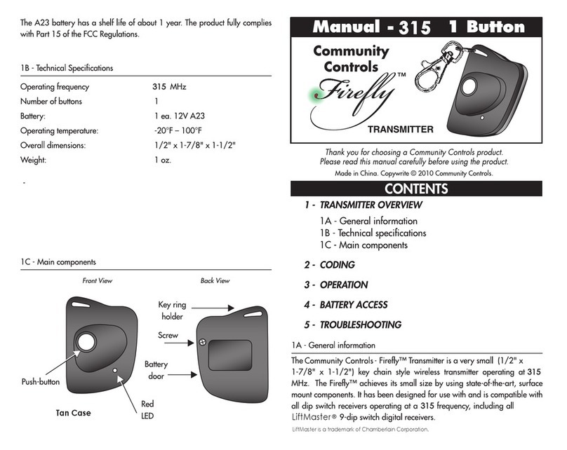Community Controls TRAFIR315LMD21K Firefly User manual