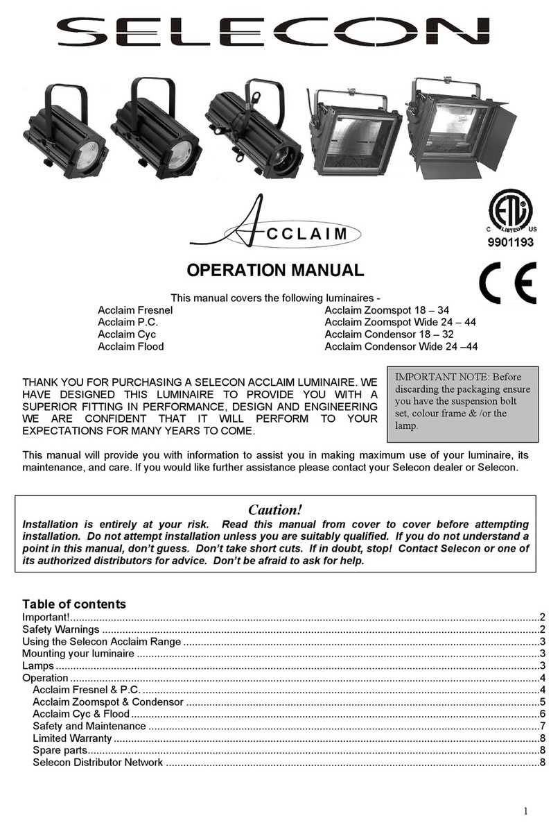 Selecon Acclaim Fresnel Operation manual Selecon Acclaim Fresnel Operation manual