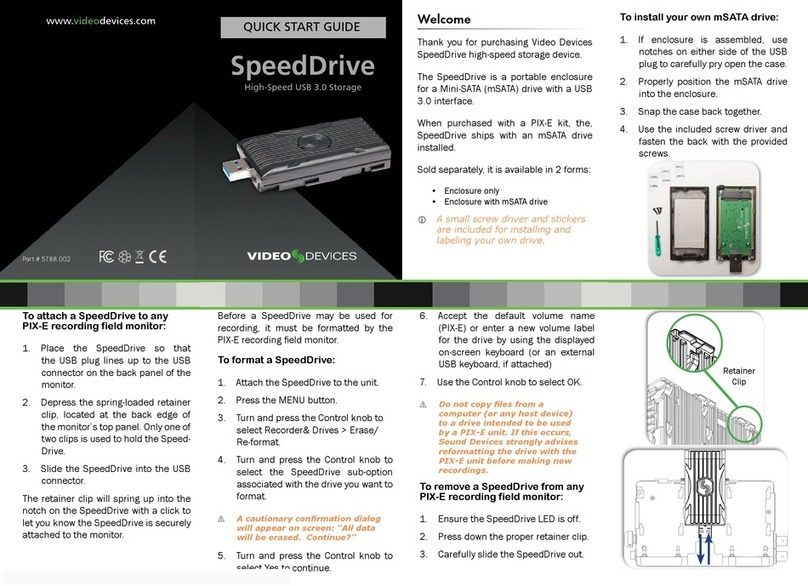 Video Devices SpeedDrive quick start guide