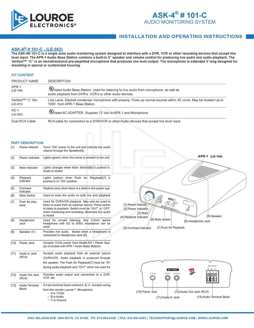 Louroe ASK-4 # 101-C Installation and operating insctruction manual