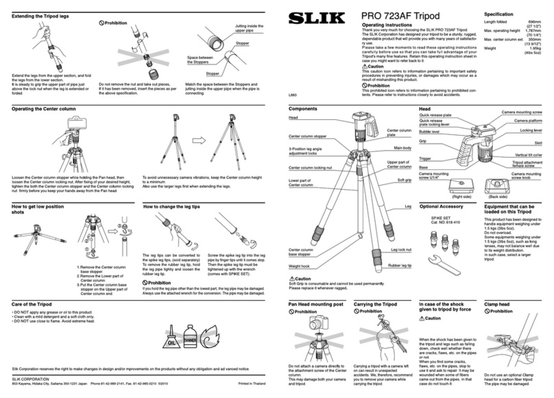 SLIK Pro 723AF operating instructions