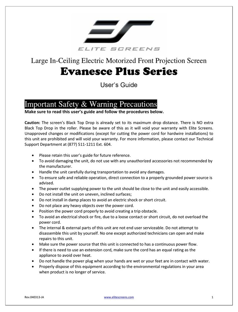 Elite Screens Evanesce Plus Series user guide
