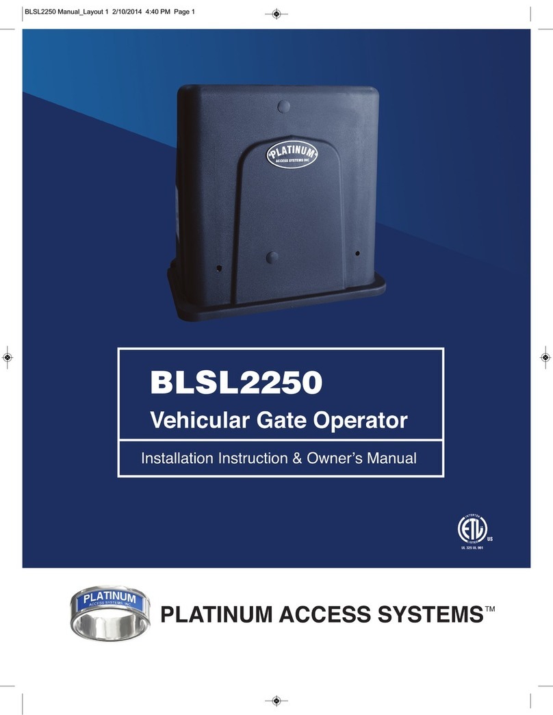 Platinum Access Systems BLSL2250 Installation instructions & owner's manual