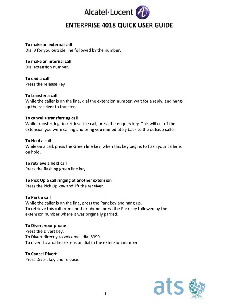 Alcatel-Lucent ENTERPRISE 4018 Quick user guide