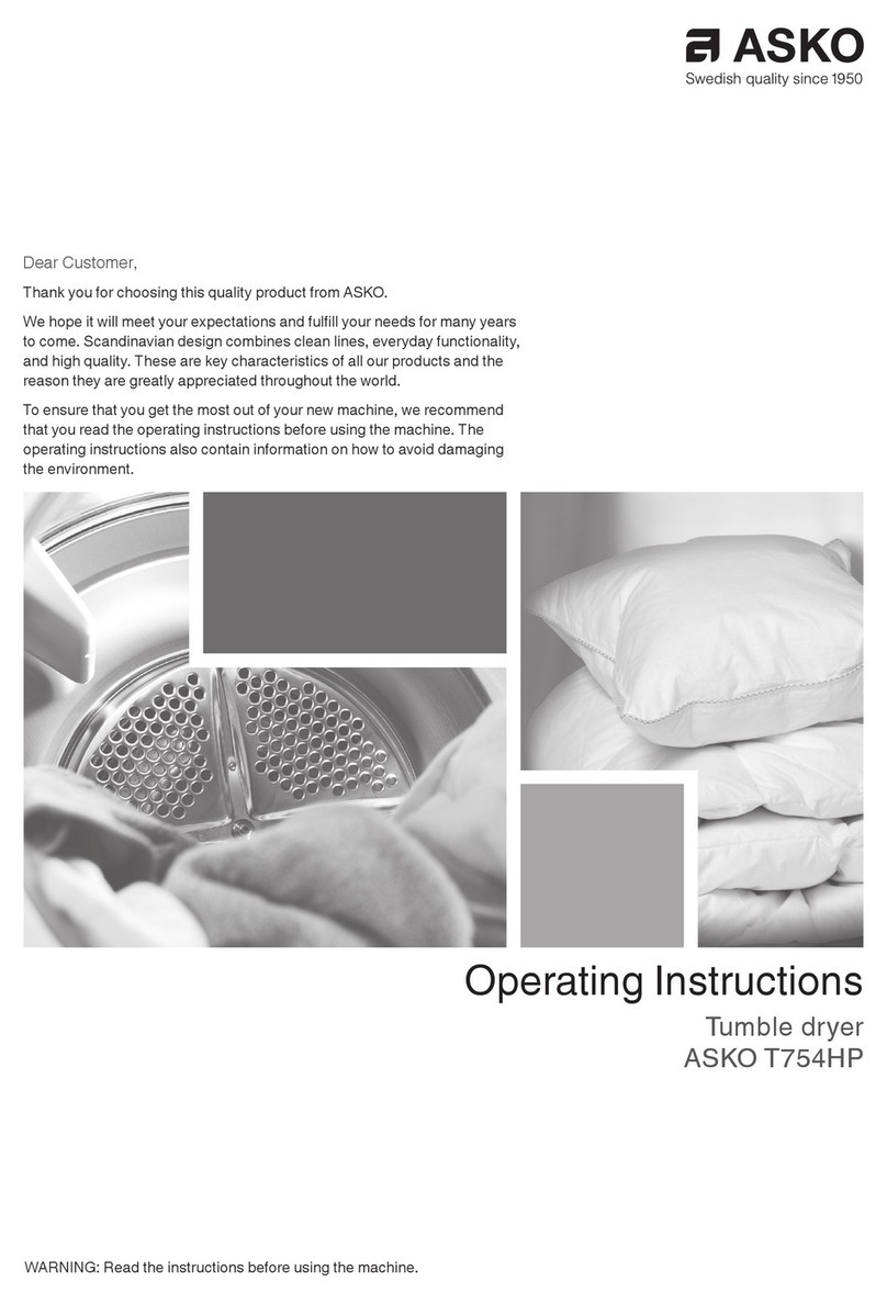 Asko T754HP operating instructions