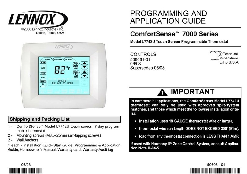 Lennox ComfortSense L7742U User guide