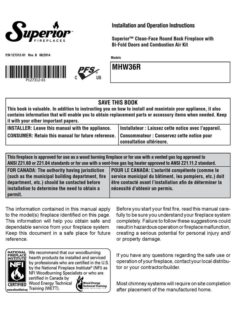 Superior MHW36R Installation and operation instructions