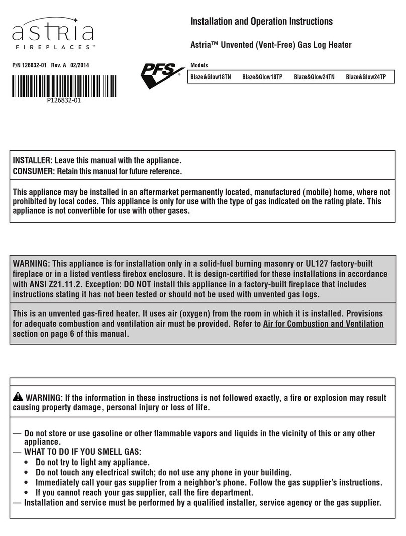 Astria Blaze&Glow18TN Installation and operation instructions