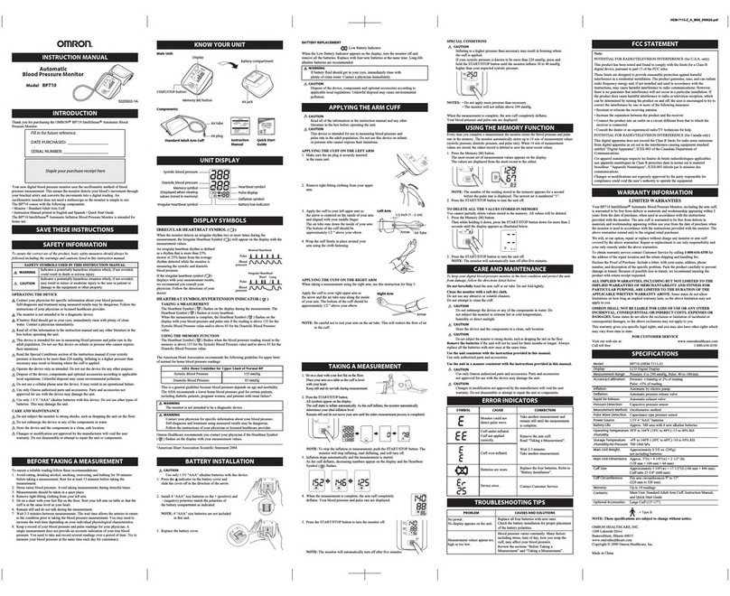 Omron BP710 User manual