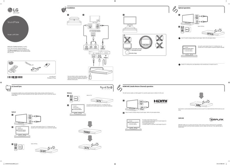 LG SoundPlate LAP250H Specification sheet