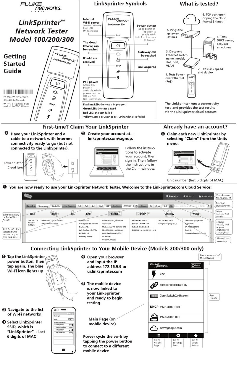 Fluke LinkSprinter 100 User manual