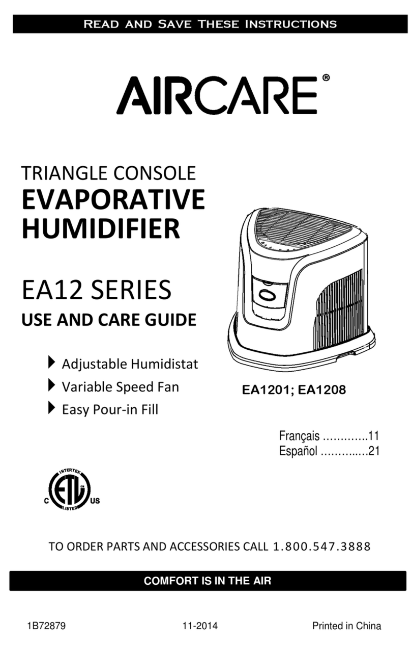 Aircare EA12 SERIES Use and care guide
