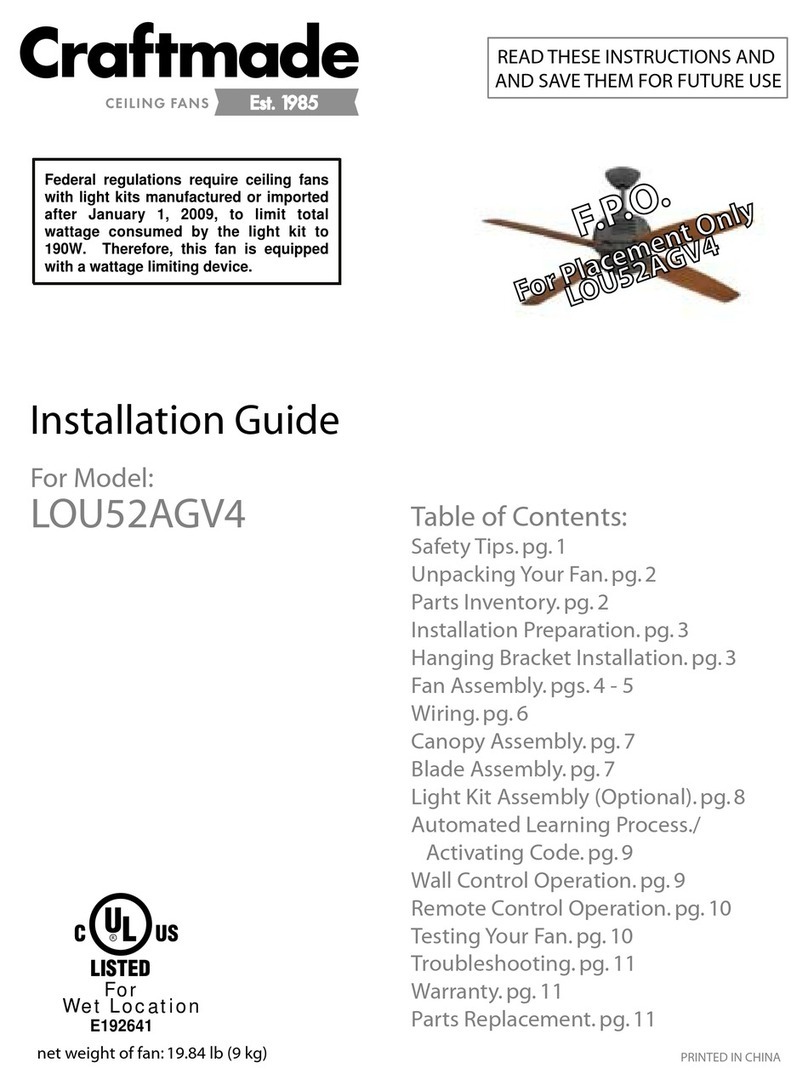 Craftmade LOU52AGV4 User manual