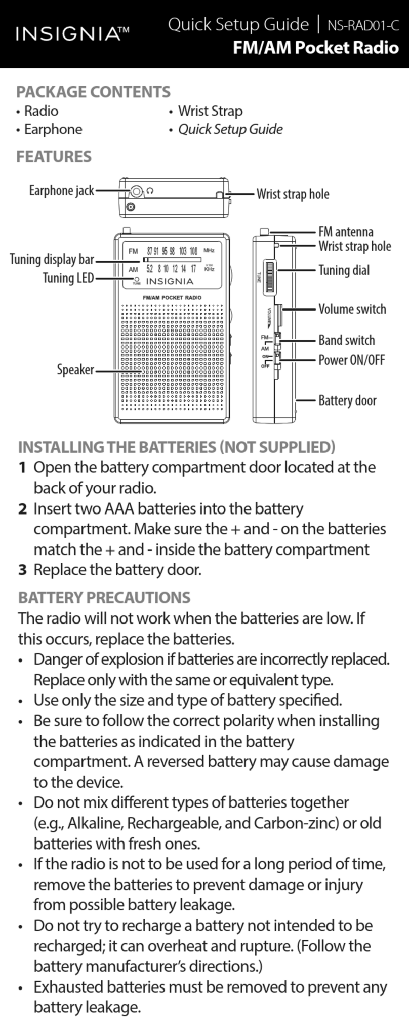 Insignia NS-RAD01-C User manual