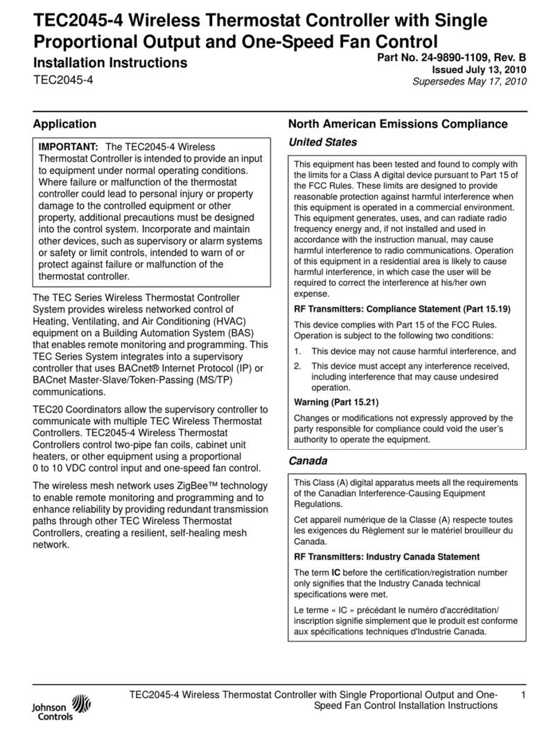 Johnson Controls TEC2045-4 User manual