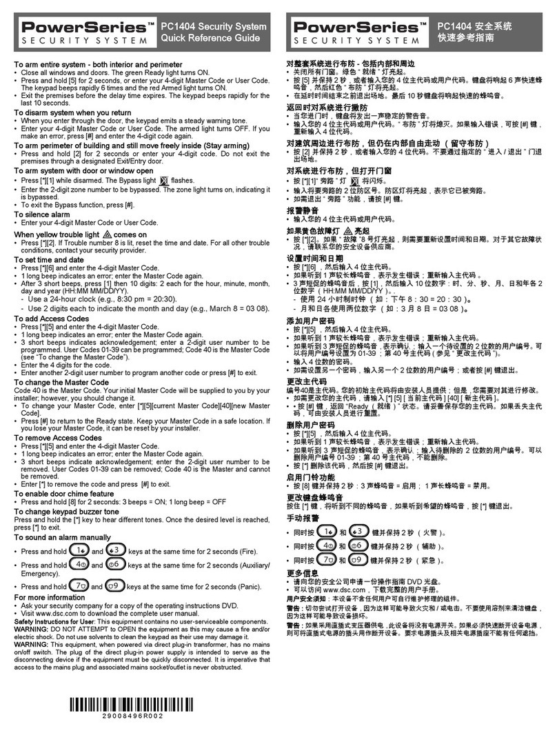 DSC PowerSeries PC1404 User manual