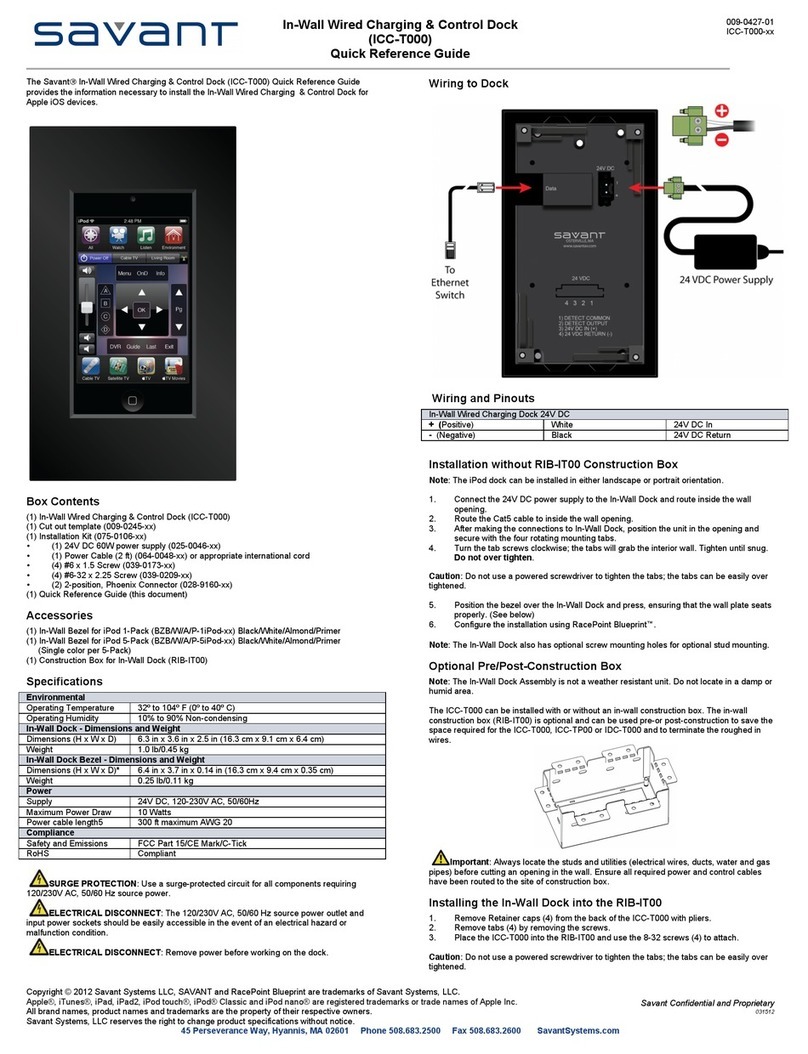 Savant ICC-T000 Quick reference guide