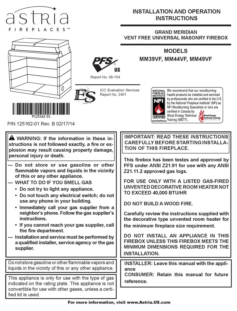 Astria MM39VF Installation and operation instructions