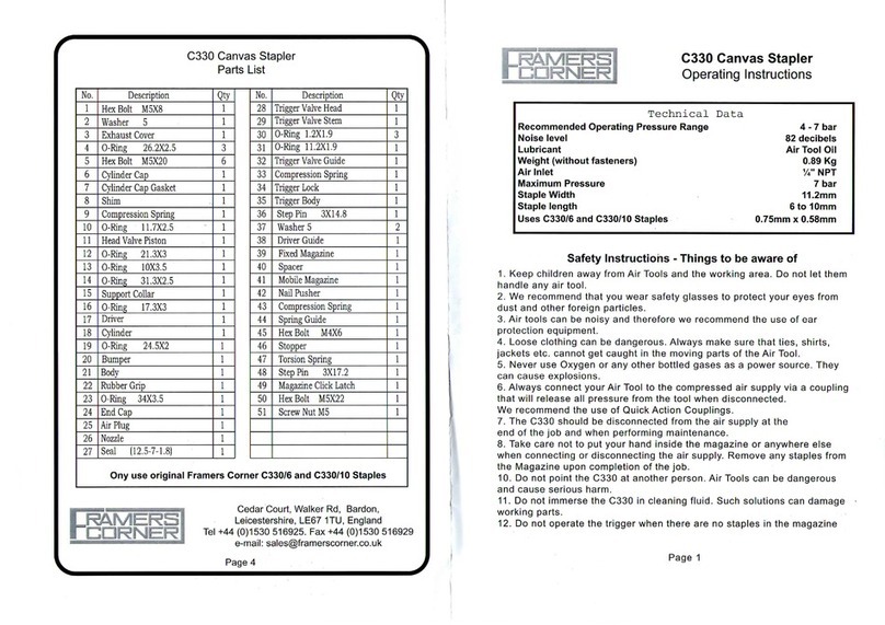 Framers Corner C330 operating instructions