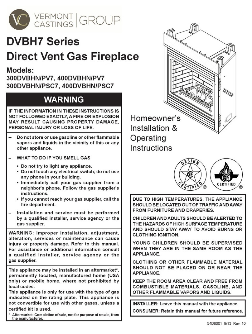 Vermont Castings 300DVBHNV7 Homeowner's installation and operating instructions