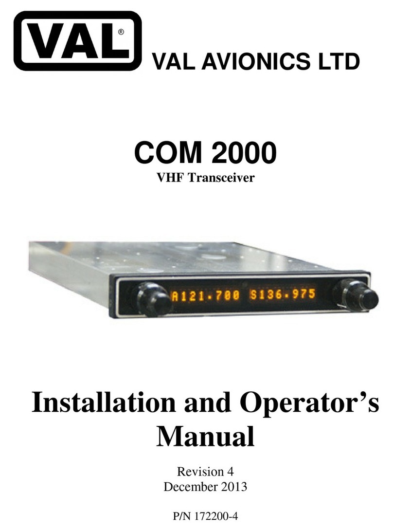 VAL Avionics COM 2000 Installation and operator's manual