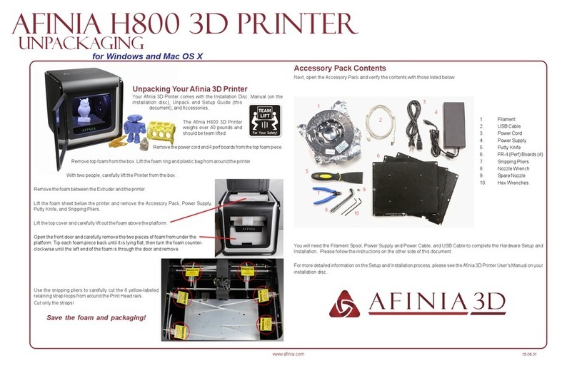 Afinia H800 Installation & setup guide