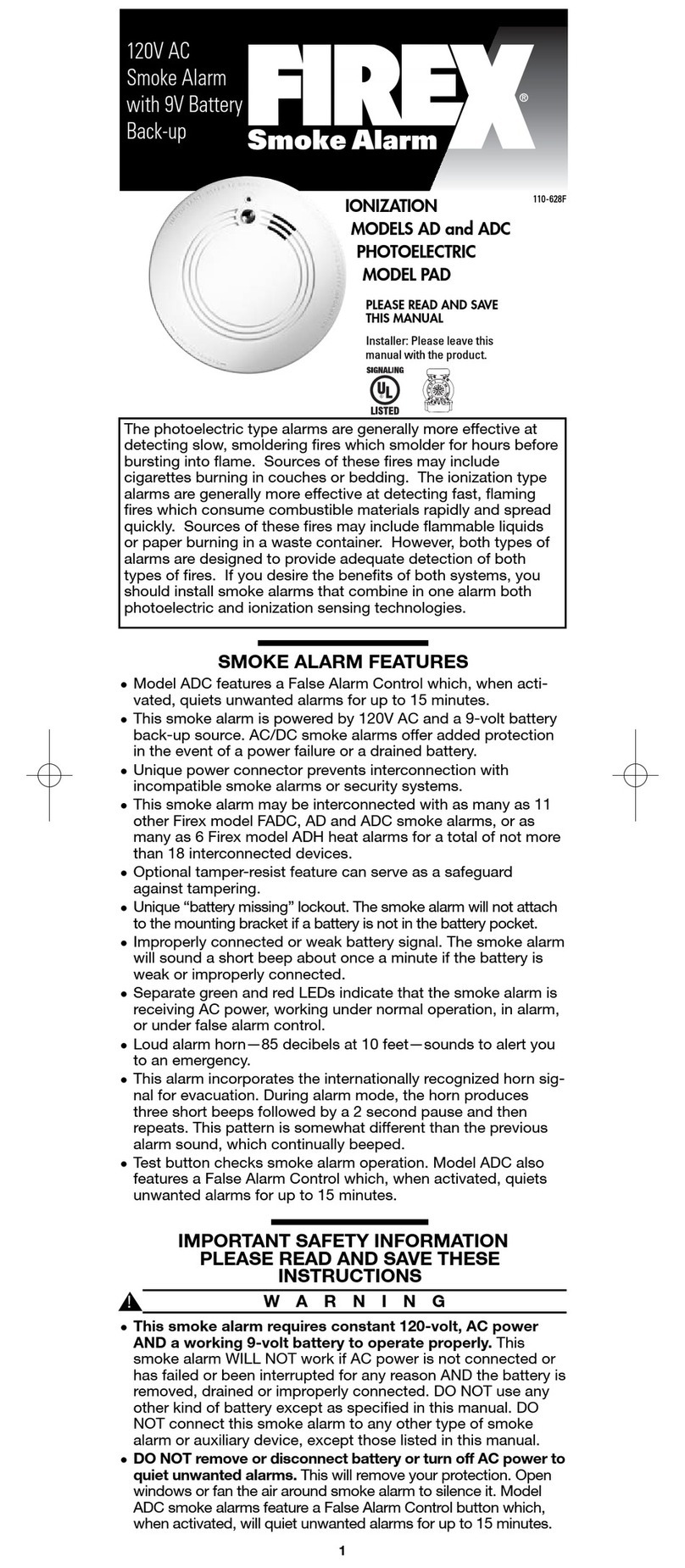Firex AD instruction manual Firex AD instruction manual