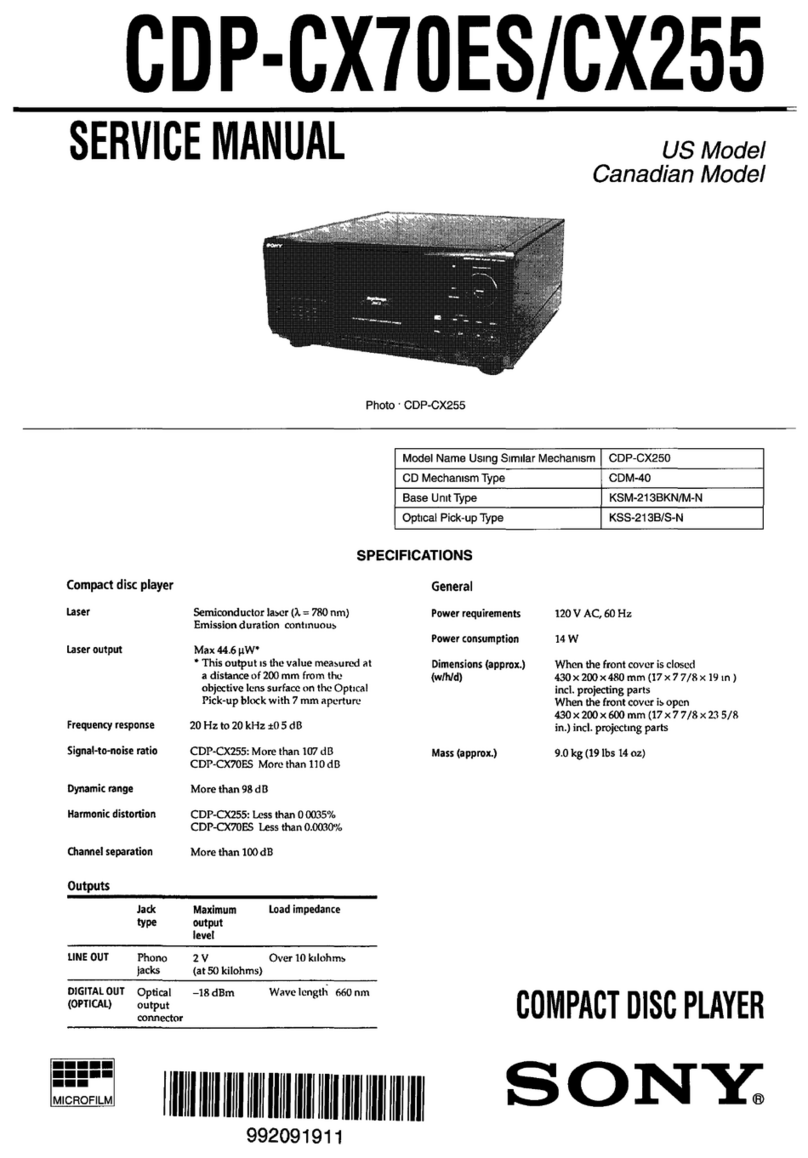 Sony CDP-CX70ES - Es 200 Disc Cd Player Service manual