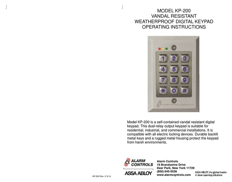 Alarm Controls Corporation KP-200 operating instructions