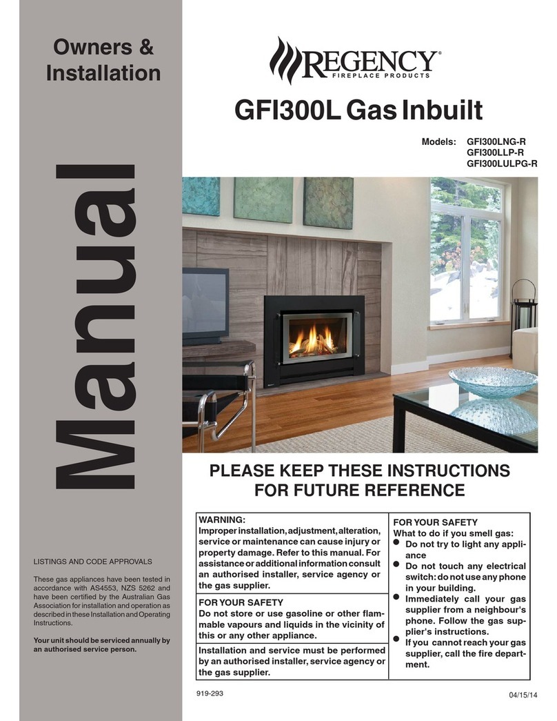 Regency Fireplace Products GFI300LNG-R Quick start guide Regency Fireplace Products GFI300LNG-R Quick start guide