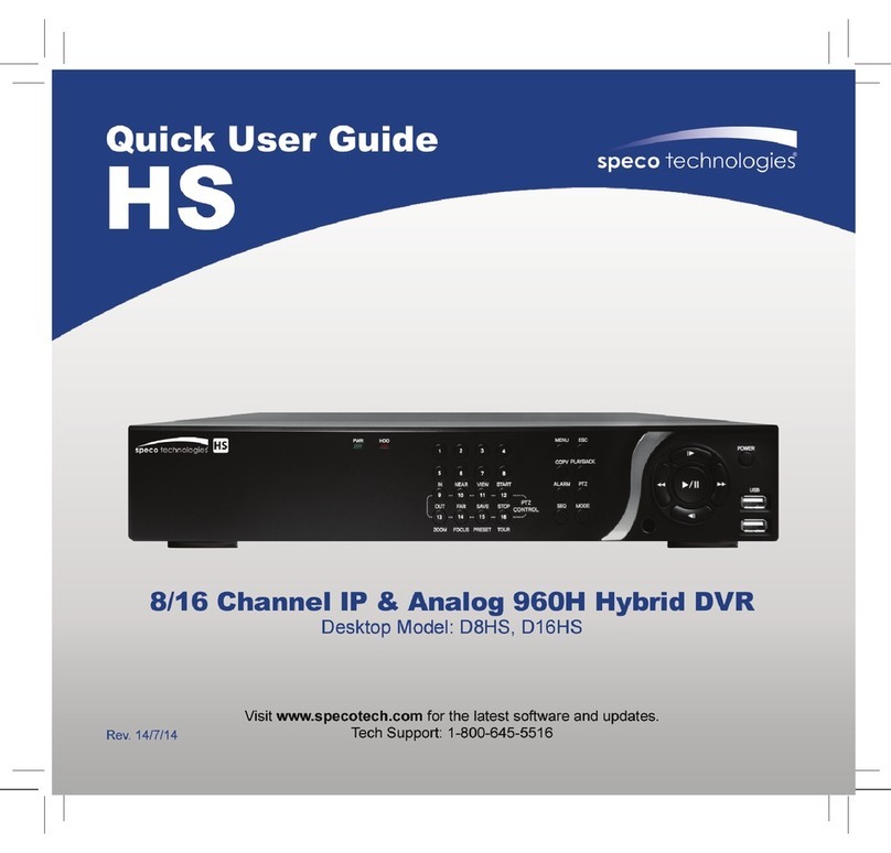 Speco D8HS Quick user guide