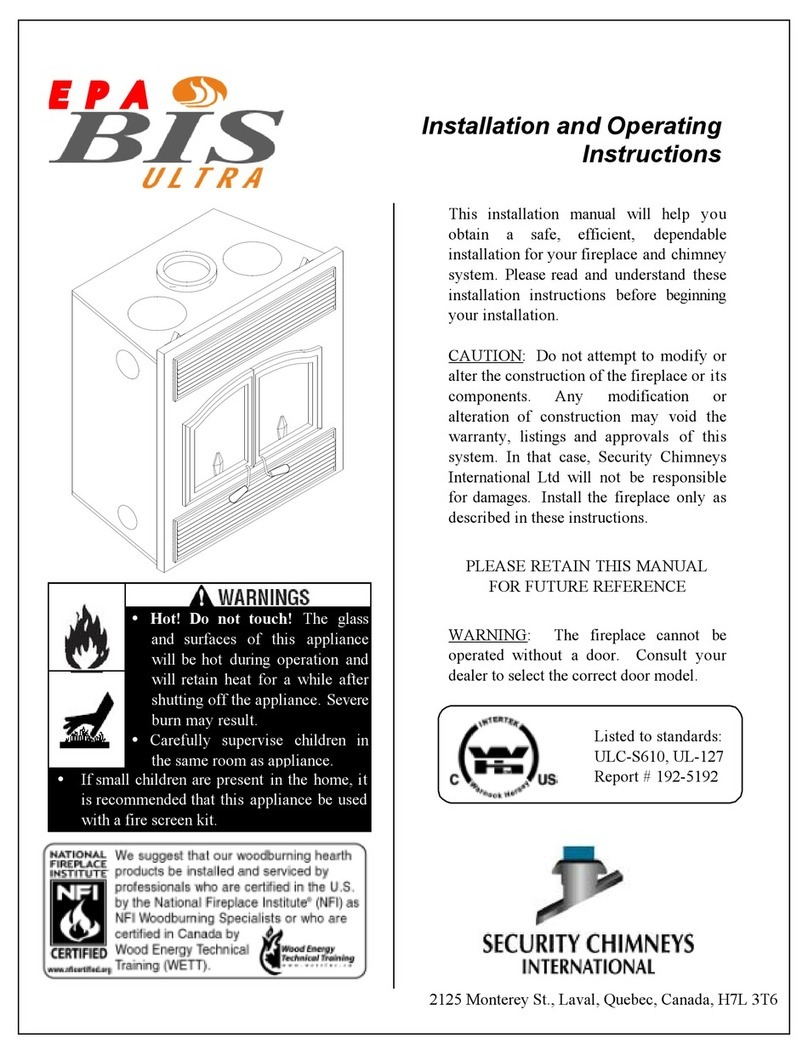 Security Chimneys International EPA BIS ULTRA Installation and operating instructions Security Chimneys International EPA BIS ULTRA Installation and operating instructions