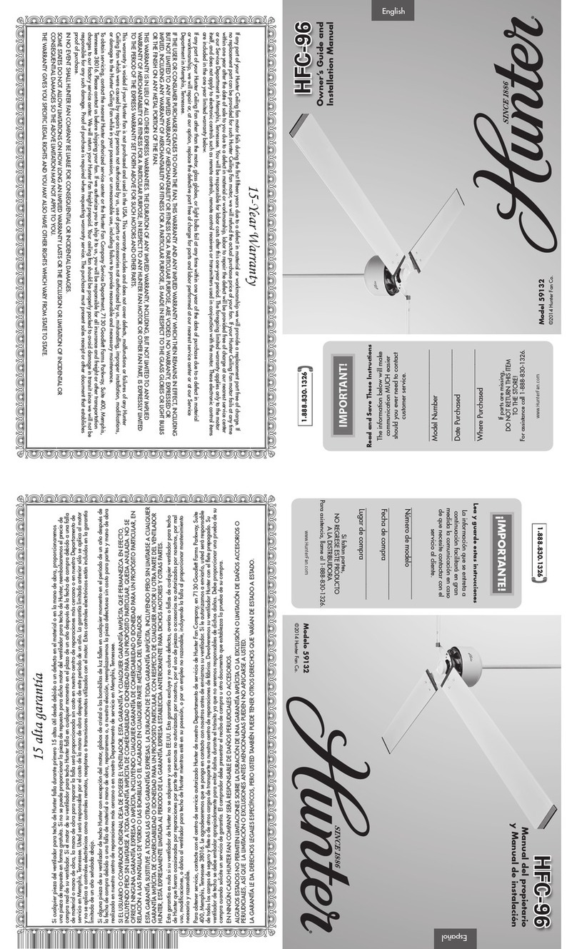 Hunter HFC-96 59132 Owner's guide and installation manual