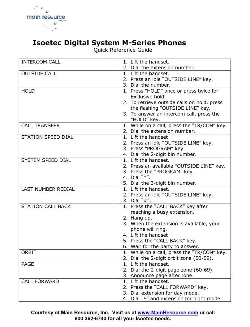 Main Resource Isoetec Digial System M Series Quick reference guide