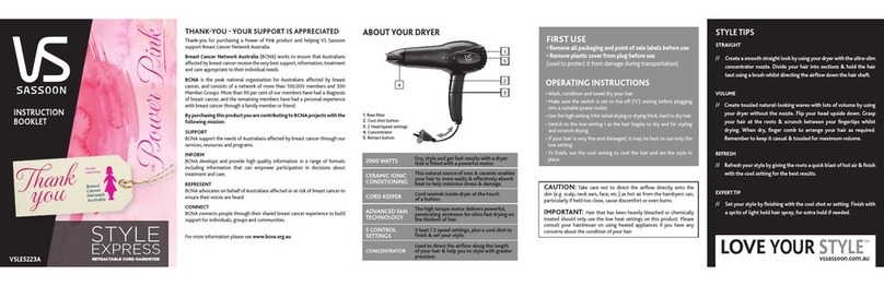 VS Sassoon VSLE5223A Instruction booklet