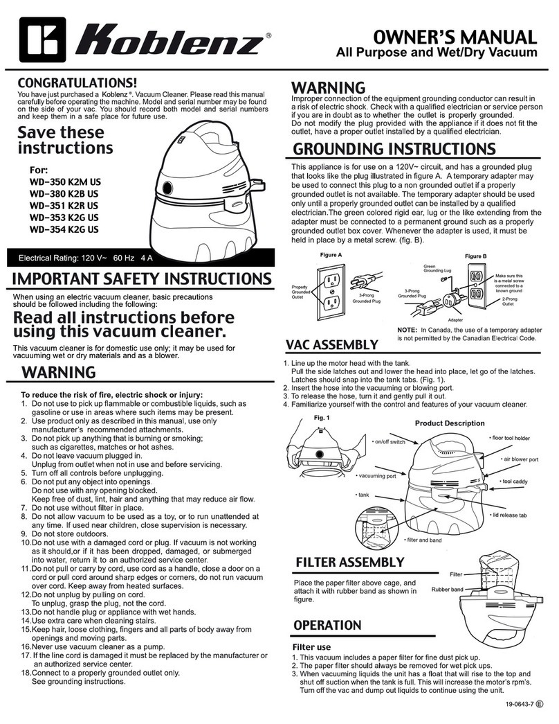 Koblenz WD-350 K2M US owner's manual