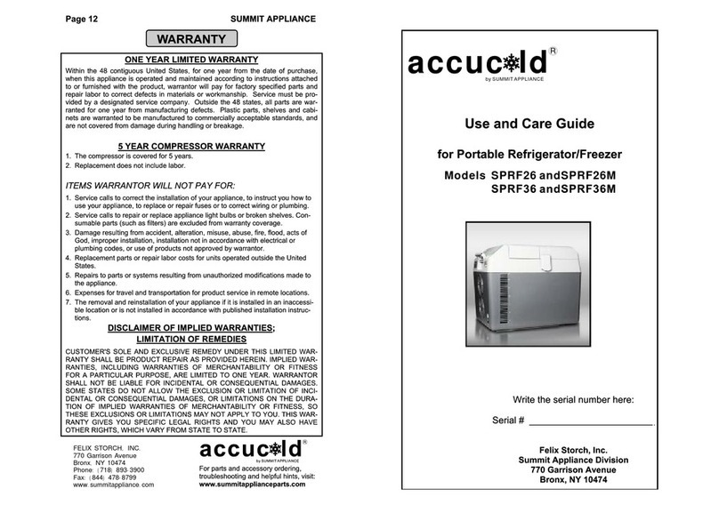 Accucold SPRF26 User manual