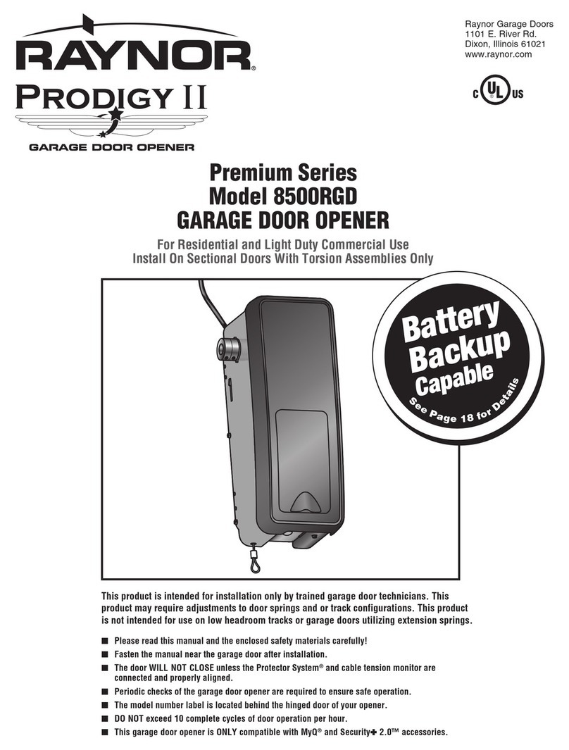 Raynor Premium series 8500RGD Prodigy II owner's manual