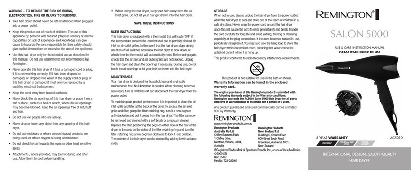 Remington AC5010 Use & care instruction manual