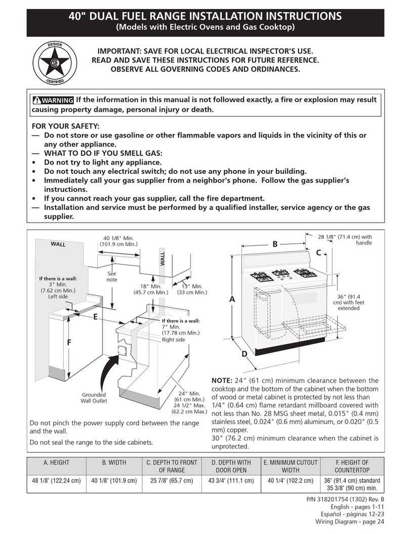 Electrolux 40" installation instructions