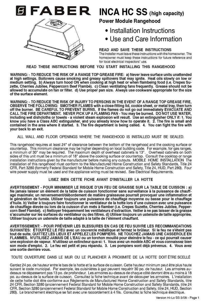 Faber INCA HC SS User manual Faber INCA HC SS User manual