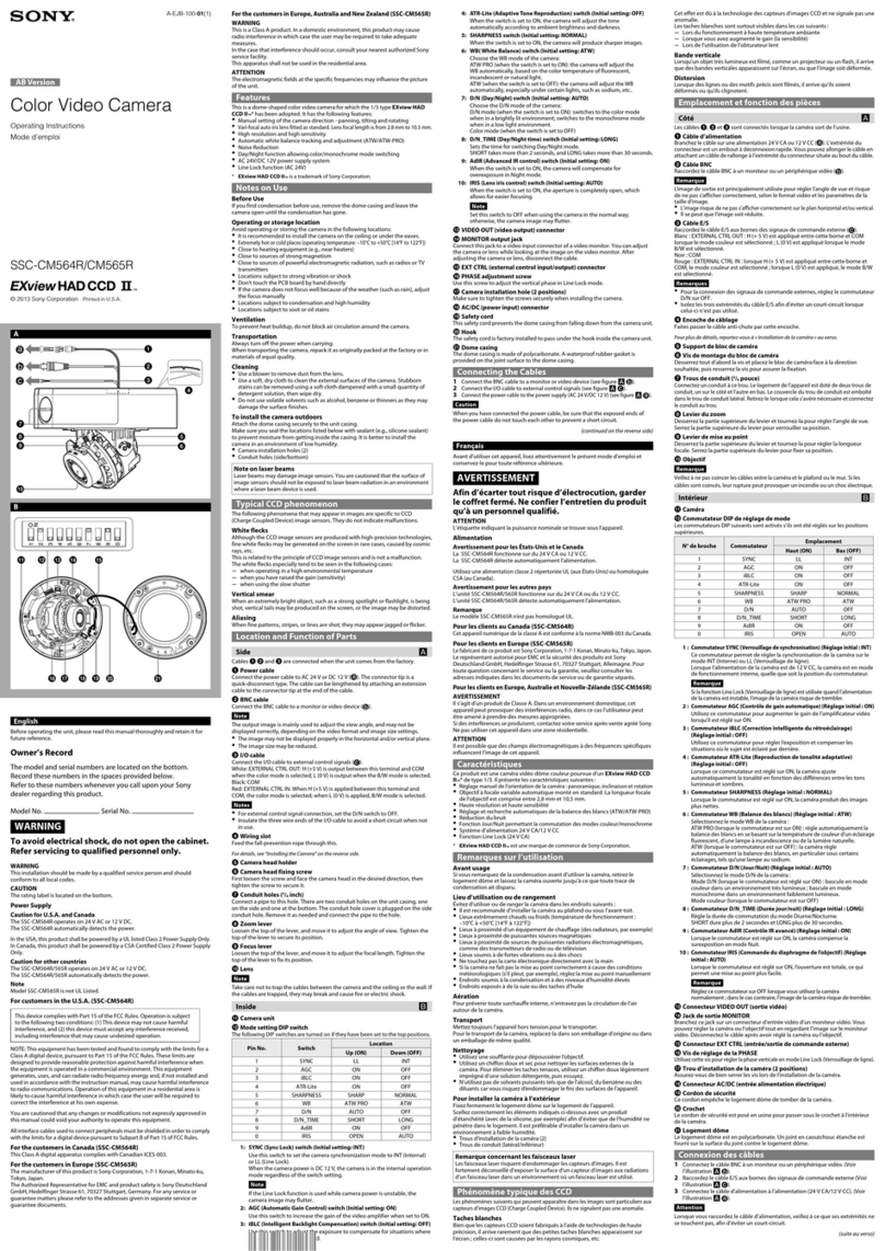 Sony SSC-CM564R EXVIEWHAD CCD II operating instructions