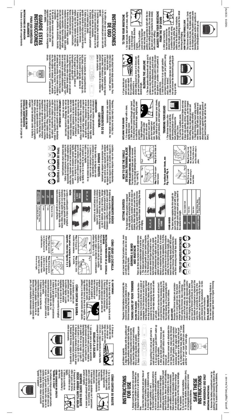 Conair TwinXTrim GMT155 Instruction booklet