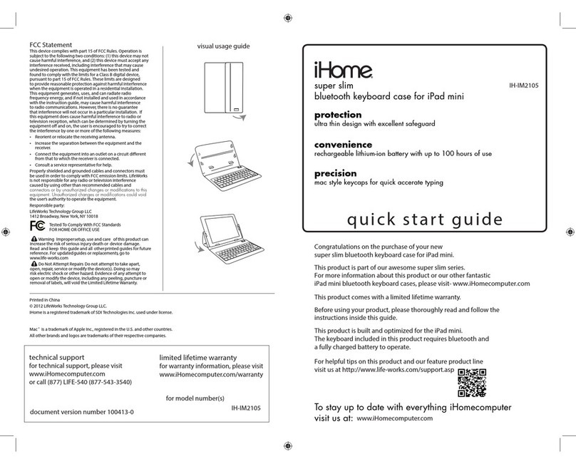 iHome IH-IM2105 quick start guide