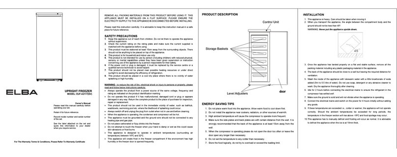 Elba EUF-A2117SV owner's manual