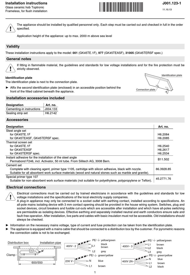V-ZUG GK45TERSF spez. installation instructions