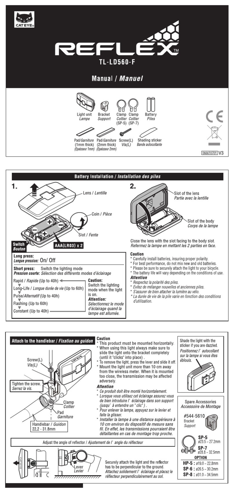 Cateye Reflex TL-LD560-F Assembly instructions