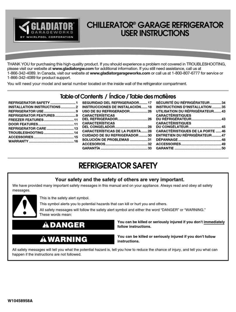 Gladiator CHILLERATOR GARF19XXYK User instructions