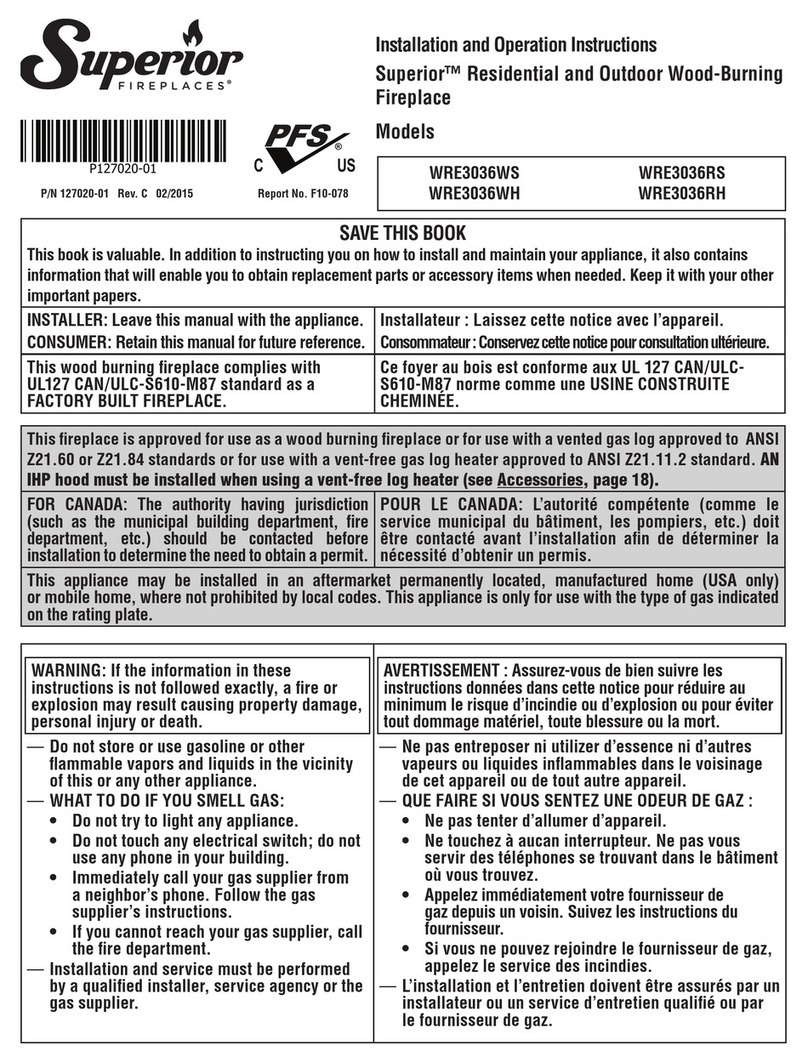 Superior WRE3036WH Installation and operation instructions